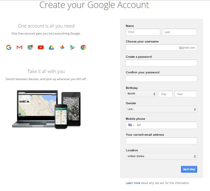 Create email account