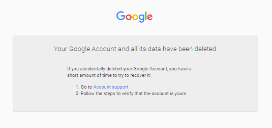 Gmail account deleted