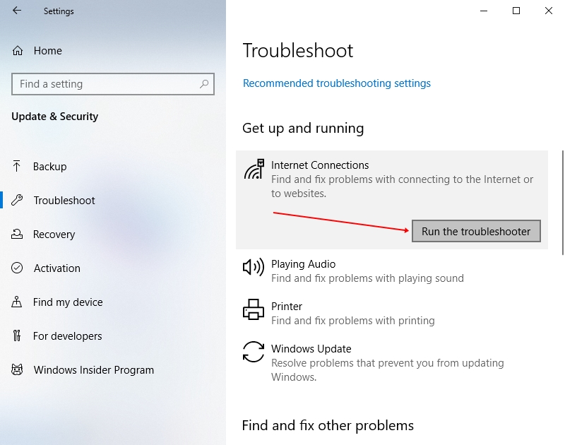 Troubleshoot network settings